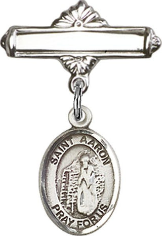 Sterling Silver Polished Badge Pin St. Aaron Baby Badge - Engravable