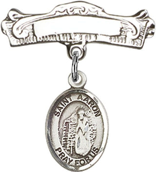 Sterling Silver Badge Pin St. Aaron Baby Badge - Engravable