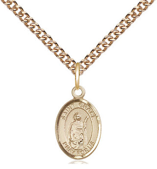 14kt Gold Saint Grace Medal Engraved Catholic Saint Jewelry