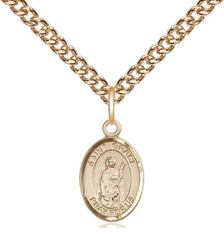 14kt Gold Saint Grace Medal Engraved Catholic Saint Jewelry