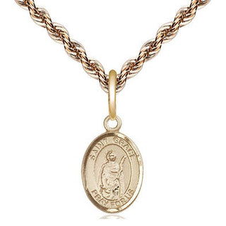 14kt Gold Saint Grace Medal Engraved Catholic Saint Jewelry