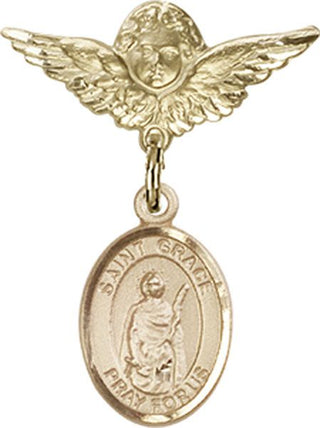14kt Gold Filled Small Angel w/Wings St. Grace Baby Badge - Engravable