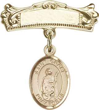 14kt Gold Badge Pin St. Grace Baby Badge - Engravable