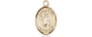 14kt Gold Saint Austin Medal Engraved Catholic Saint Jewelry