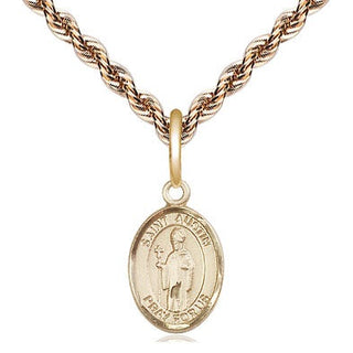 14kt Gold Saint Austin Medal Engraved Catholic Saint Jewelry