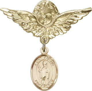 14kt Gold Filled Large Angel w/Wings St. Austin Baby Badge - Engravable