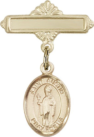 14kt Gold Polished Badge Pin St. Austin Baby Badge - Engravable
