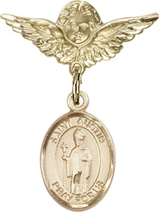 14kt Gold Small Angel w/Wings St. Austin Baby Badge - Engravable