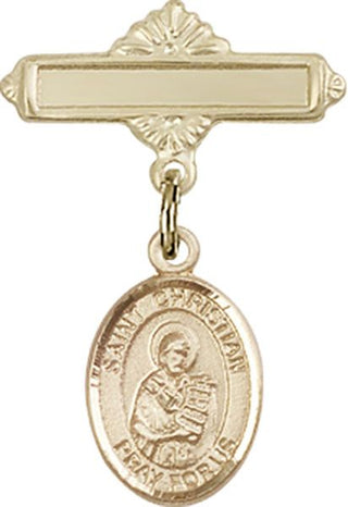 14kt Gold Filled Polished Badge Pin St. Christian Demosthenes Baby Badge - Engravable