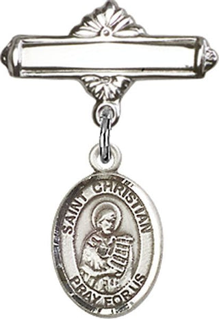 Sterling Silver Polished Badge Pin St. Christian Demosthenes Baby Badge - Engravable
