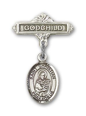 Sterling Silver Godchild St. Christian Demosthenes Baby Badge - Engravable