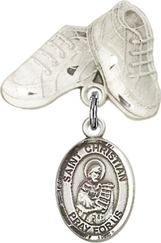 Sterling Silver Baby Boots St. Christian Demosthenes Baby Badge - Engravable
