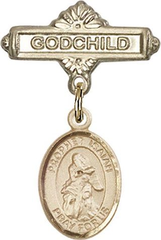 14kt Gold Filled Godchild St. Isaiah Baby Badge - Engravable