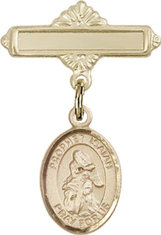 14kt Gold Polished Badge Pin St. Isaiah Baby Badge - Engravable
