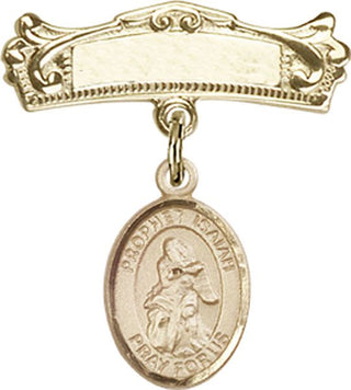 14kt Gold Badge Pin St. Isaiah Baby Badge - Engravable