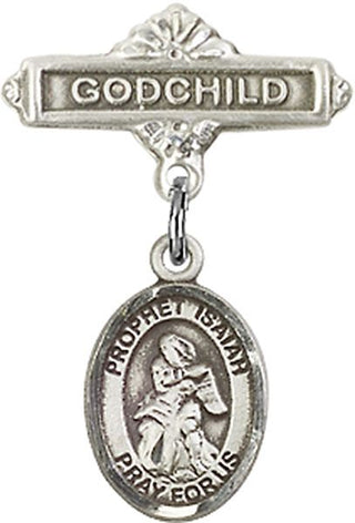 Sterling Silver Godchild St. Isaiah Baby Badge - Engravable