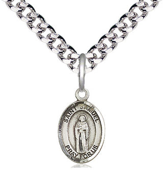 Pewter Saint Samuel Medal Religious and Catholic Jewelry Engraved Catholic Saint Jewelry