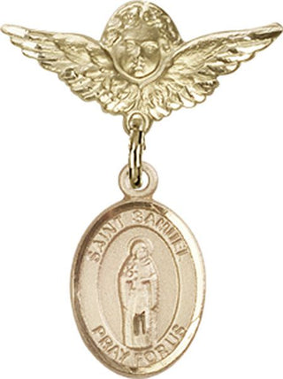 14kt Gold Small Angel w/Wings St. Samuel Baby Badge - Engravable