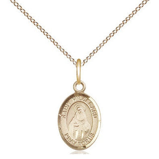 14kt Gold Saint Hildegard von Bingen Medal Engraved Catholic Saint Jewelry