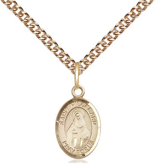 14kt Gold Saint Hildegard von Bingen Medal Engraved Catholic Saint Jewelry