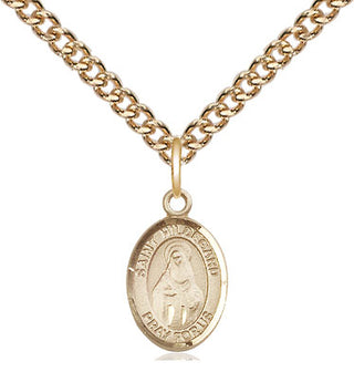 14kt Gold Saint Hildegard von Bingen Medal Engraved Catholic Saint Jewelry
