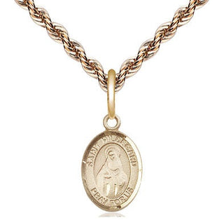 14kt Gold Saint Hildegard von Bingen Medal Engraved Catholic Saint Jewelry