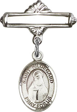 Sterling Silver Polished Badge Pin St. Hildegard von Bingen Baby Badge - Engravable