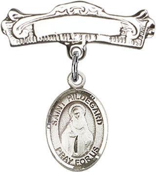 Sterling Silver Badge Pin St. Hildegard von Bingen Baby Badge - Engravable