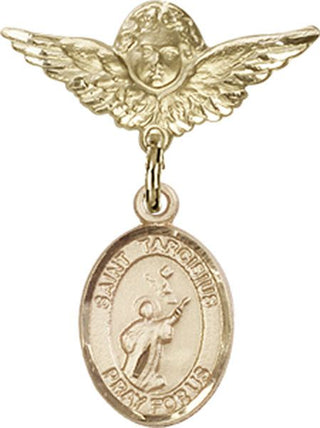 14kt Gold Filled Small Angel w/Wings St. Tarcisius Baby Badge - Engravable