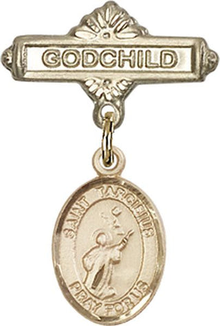 14kt Gold Filled Godchild St. Tarcisius Baby Badge - Engravable