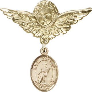 14kt Gold Large Angel w/Wings St. Tarcisius Baby Badge - Engravable