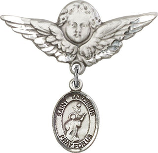 Sterling Silver Large Angel w/Wings St. Tarcisius Baby Badge - Engravable