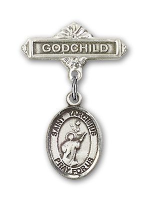 Sterling Silver Godchild St. Tarcisius Baby Badge - Engravable