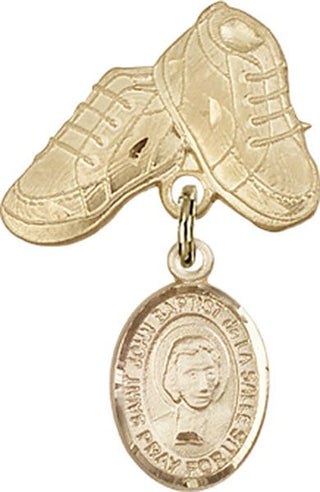 14kt Gold Baby Boots St. John Baptist de la Salle Baby Badge - Engravable