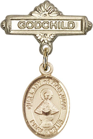 14kt Gold Godchild O/L of San Juan Baby Badge - Engravable