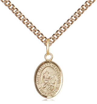 14kt Gold Saint Bernard of Montjoux Medal Engraved Catholic Saint Jewelry