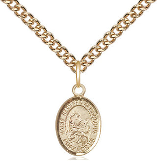 14kt Gold Saint Bernard of Montjoux Medal Engraved Catholic Saint Jewelry