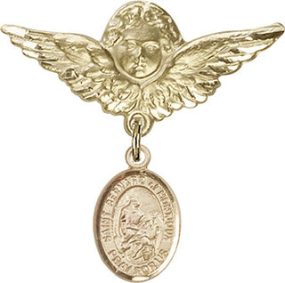 14kt Gold Large Angel w/Wings St. Bernard of Montjoux Baby Badge - Engravable