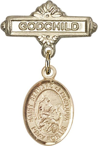14kt Gold Godchild St. Bernard of Montjoux Baby Badge - Engravable