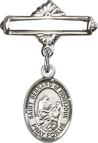 Sterling Silver Polished Badge Pin St. Bernard of Montjoux Baby Badge - Engravable