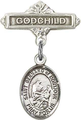Sterling Silver Godchild St. Bernard of Montjoux Baby Badge - Engravable