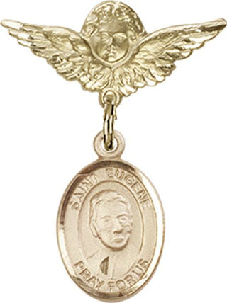 14kt Gold Filled Small Angel w/Wings St. Eugene de Mazenod Baby Badge - Engravable