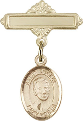 14kt Gold Polished Badge Pin St. Eugene de Mazenod Baby Badge - Engravable