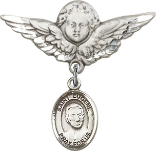 Sterling Silver Large Angel w/Wings St. Eugene de Mazenod Baby Badge - Engravable