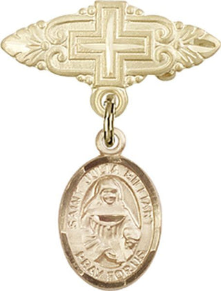 14kt Gold Filled Badge Pin With Cross St. Julia Billiart Baby Badge - Engravable