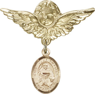 14kt Gold Large Angel w/Wings St. Julia Billiart Baby Badge - Engravable