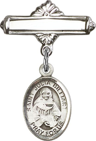 Sterling Silver Polished Badge Pin St. Julia Billiart Baby Badge - Engravable