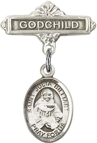 Sterling Silver Godchild St. Julia Billiart Baby Badge - Engravable