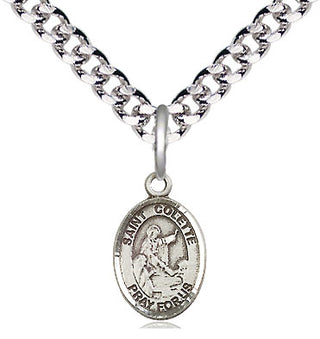 Pewter Saint Colette Medal Religious and Catholic Jewelry Engraved Catholic Saint Jewelry