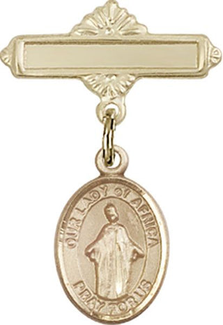 14kt Gold Filled Polished Badge Pin O/L of Africa Baby Badge - Engravable